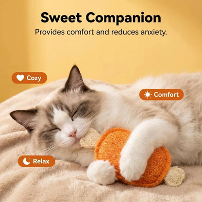 Natural Loofah Pet Chew Toy Set (3-Pack) - Food Shapes: Chicken Leg, Drumstick, Egg - Infused with Catnip & Silvervine, Antibacterial, Molar Teeth Cleaner, Anxiety Relief, Non-Toxic & Biodegradable for Cats, Kittens, and Dogs