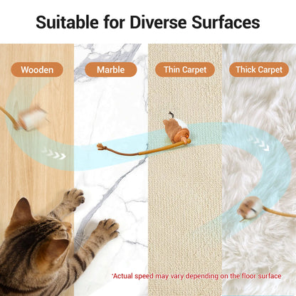 Potaroma Smart Rolling Plush Mouse Cat Toy - Automatic Motion-Activated Interactive Electric Toy, Rechargeable for Indoor Cats and Kittens