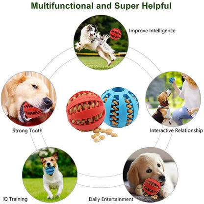 Nontoxic Bite-Resistant Dog Toy Ball - Chew and Treat Feeder for Dogs and Cats, Promotes Dental Health