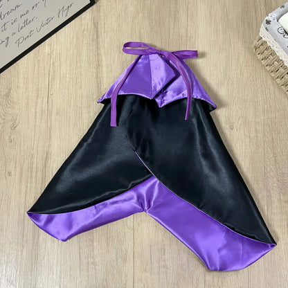 Halloween Pet Vampire Cape Costume, Reversible Spooky Dracula Cloak with Stand Collar for Cats & Dogs, Adjustable Party Cosplay Apparel