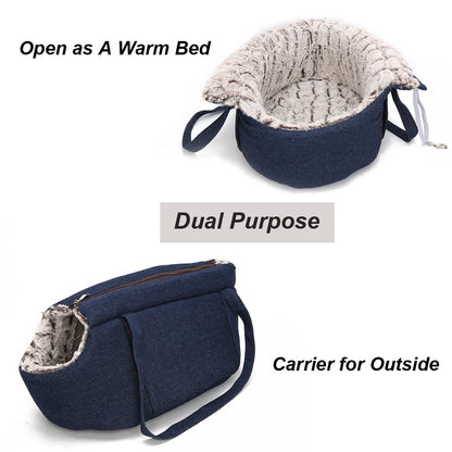 Premium Pet Carrier Backpack for Cats and Small Dogs - Travel Handbag with Plush Bed for Comfort