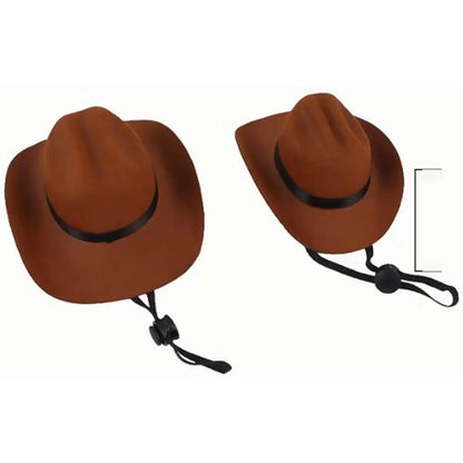 Western Cowboy 2-Piece Costume Set for Small Pets - Adjustable Hat with Chin Strap and Bandana for Puppy Cosplay, Parties, and Everyday Wear