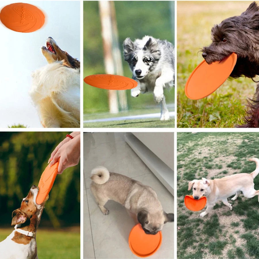 Large Dog Golden Fur Flying Disc Toy - TPR Soft, Bite-Resistant, Easy to Throw for Outdoor Training and Play