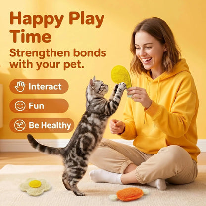 Natural Loofah Pet Chew Toy Set (3-Pack) - Food Shapes: Chicken Leg, Drumstick, Egg - Infused with Catnip & Silvervine, Antibacterial, Molar Teeth Cleaner, Anxiety Relief, Non-Toxic & Biodegradable for Cats, Kittens, and Dogs