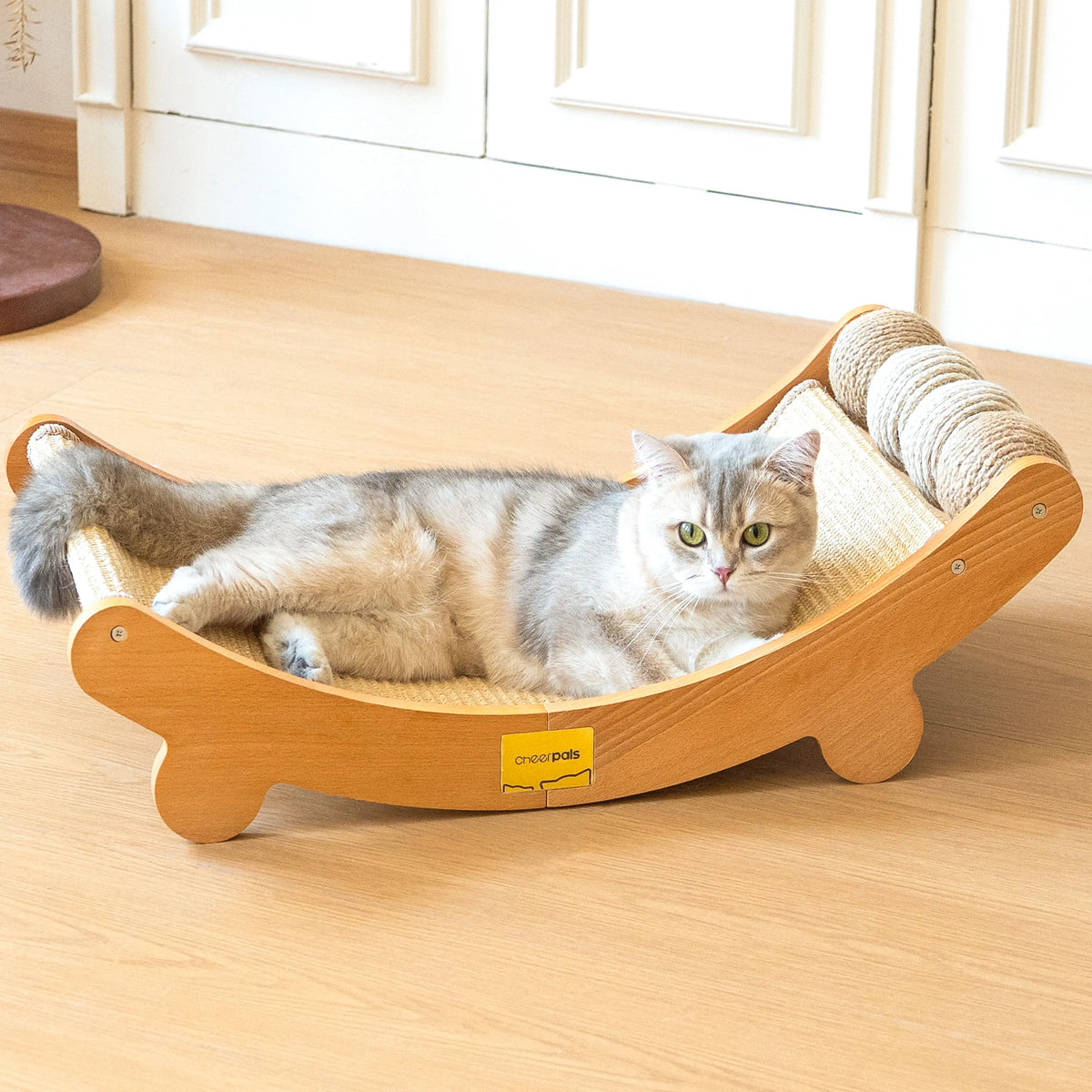 Sisal Cat Scratching Bed, Nartural Sisal Wear-Resisitant Cat Scratcher, Cat Paw Pad for Large Cats, Cat Scratching Board Protects Cat from Scratching, Wooden Cat Home Furniture