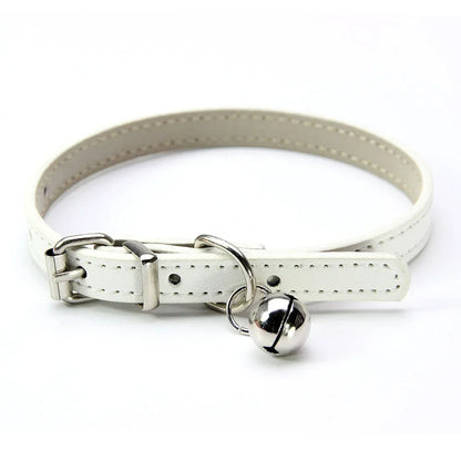 Elegant Leather Cat Collar with Bell - Safety Necklace for Small Dogs, Kittens, and Chihuahuas - Pet Accessories