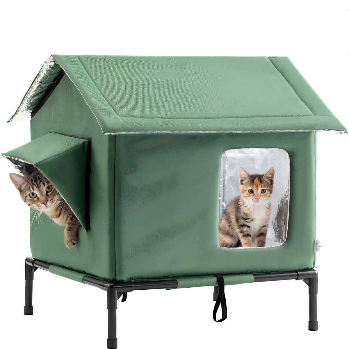 Outdoor Weatherproof Cat Shelter - Insulated All-Season House for Stray Cats, Spacious Interior (17.7"L x 15.7"W x 21.6"H), Windproof Design for Yard and Porch