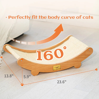 Sisal Cat Scratching Bed, Nartural Sisal Wear-Resisitant Cat Scratcher, Cat Paw Pad for Large Cats, Cat Scratching Board Protects Cat from Scratching, Wooden Cat Home Furniture