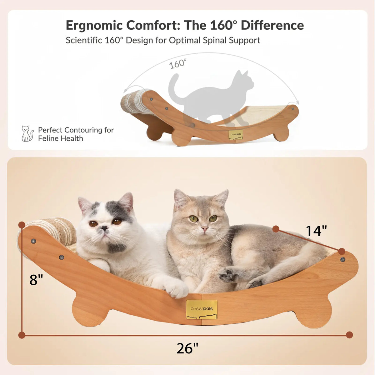 Sisal Cat Scratching Bed, Nartural Sisal Wear-Resisitant Cat Scratcher, Cat Paw Pad for Large Cats, Cat Scratching Board Protects Cat from Scratching, Wooden Cat Home Furniture