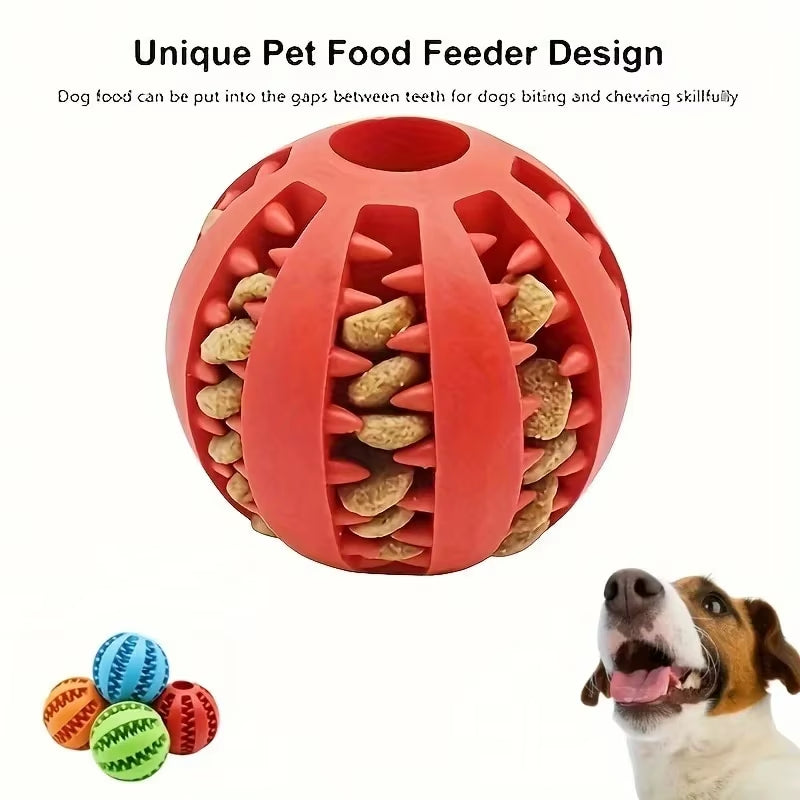Nontoxic Bite-Resistant Dog Toy Ball - Chew and Treat Feeder for Dogs and Cats, Promotes Dental Health