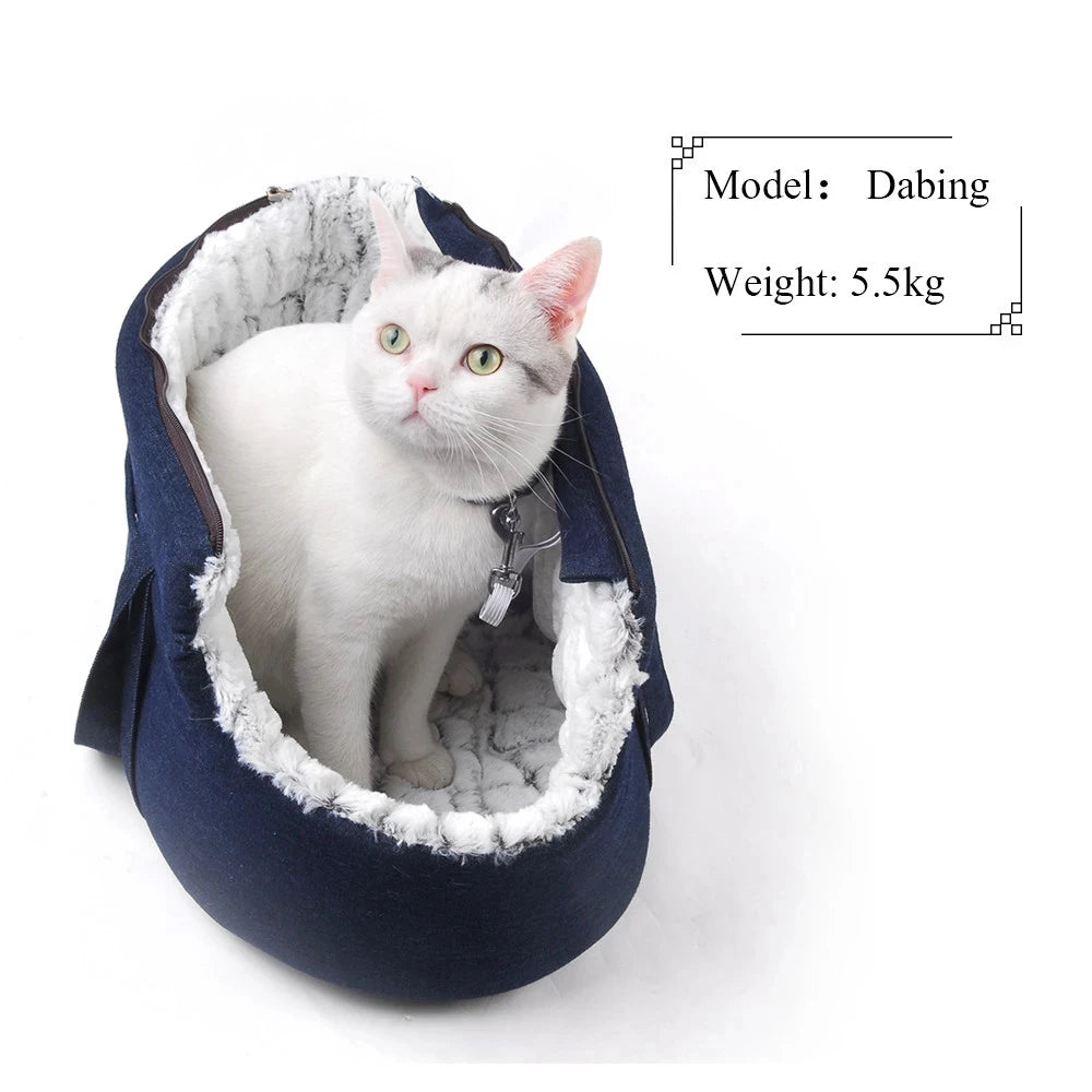 Premium Pet Carrier Backpack for Cats and Small Dogs - Travel Handbag with Plush Bed for Comfort