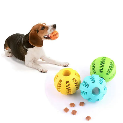 Nontoxic Bite-Resistant Dog Toy Ball - Chew and Treat Feeder for Dogs and Cats, Promotes Dental Health