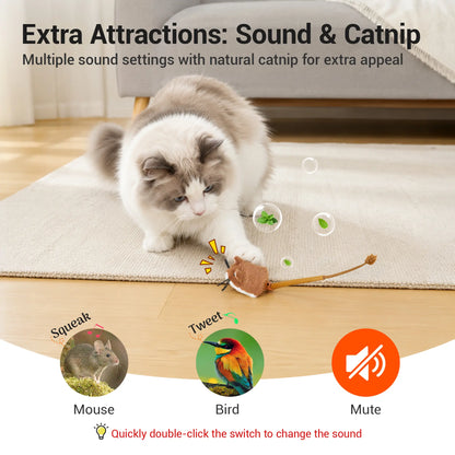 Potaroma Smart Rolling Plush Mouse Cat Toy - Automatic Motion-Activated Interactive Electric Toy, Rechargeable for Indoor Cats and Kittens