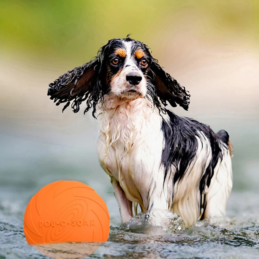 Large Dog Golden Fur Flying Disc Toy - TPR Soft, Bite-Resistant, Easy to Throw for Outdoor Training and Play