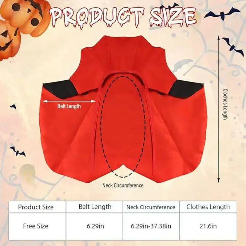 Halloween Pet Vampire Cape Costume, Reversible Spooky Dracula Cloak with Stand Collar for Cats & Dogs, Adjustable Party Cosplay Apparel
