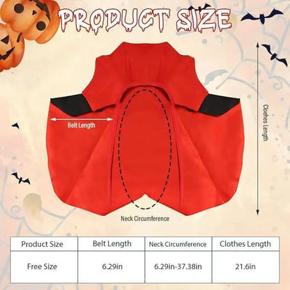 Halloween Pet Vampire Cape Costume, Reversible Spooky Dracula Cloak with Stand Collar for Cats & Dogs, Adjustable Party Cosplay Apparel