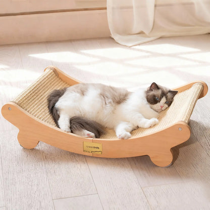 Sisal Cat Scratching Bed, Nartural Sisal Wear-Resisitant Cat Scratcher, Cat Paw Pad for Large Cats, Cat Scratching Board Protects Cat from Scratching, Wooden Cat Home Furniture